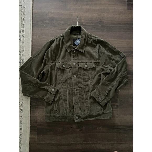 Abercrombie & Fitch Khaki Green Corduroy Shirt Jacket Size XL - Picture 9 of 9